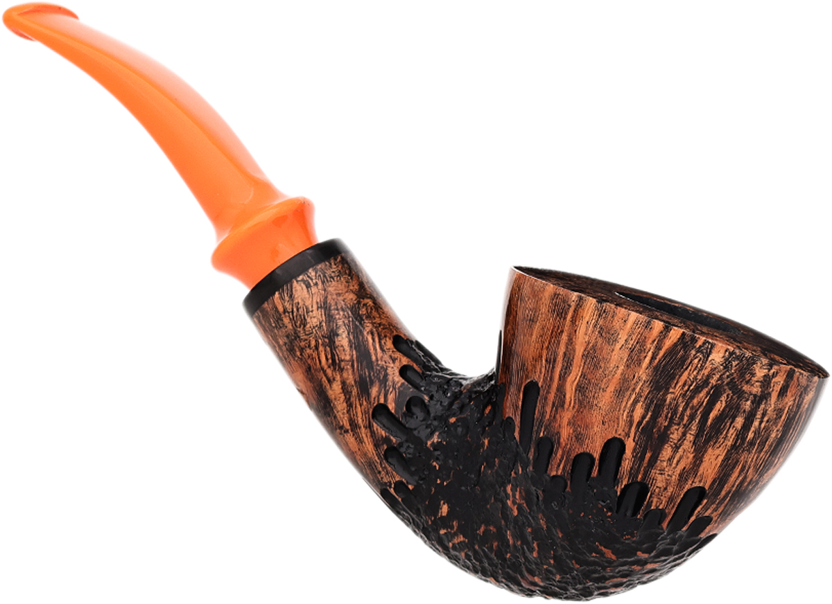 Erik Stokkebye 4th Generation Pipe of the Year 2025 Black Grain Partially Rusticated (C)