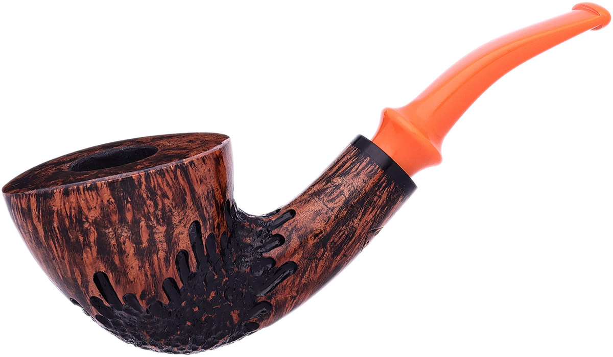 Erik Stokkebye 4th Generation Pipe of the Year 2025 Black Grain Partially Rusticated (C)