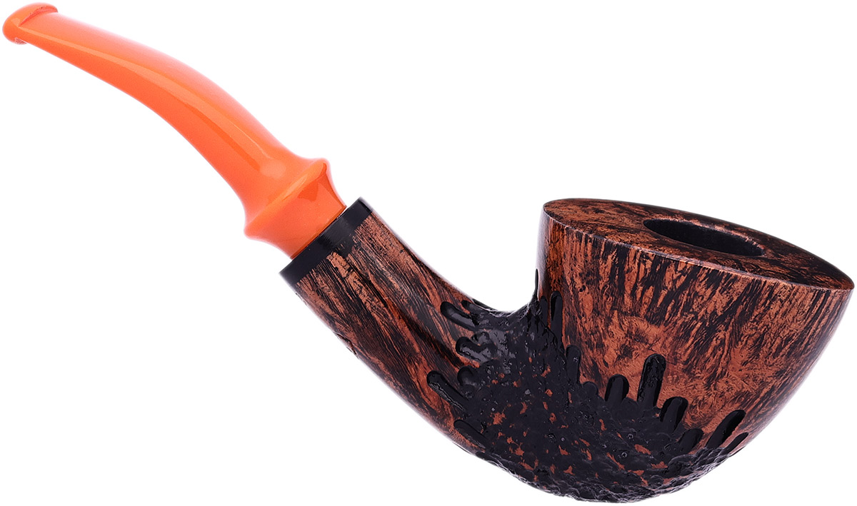 Erik Stokkebye 4th Generation Pipe of the Year 2025 Black Grain Partially Rusticated (C)