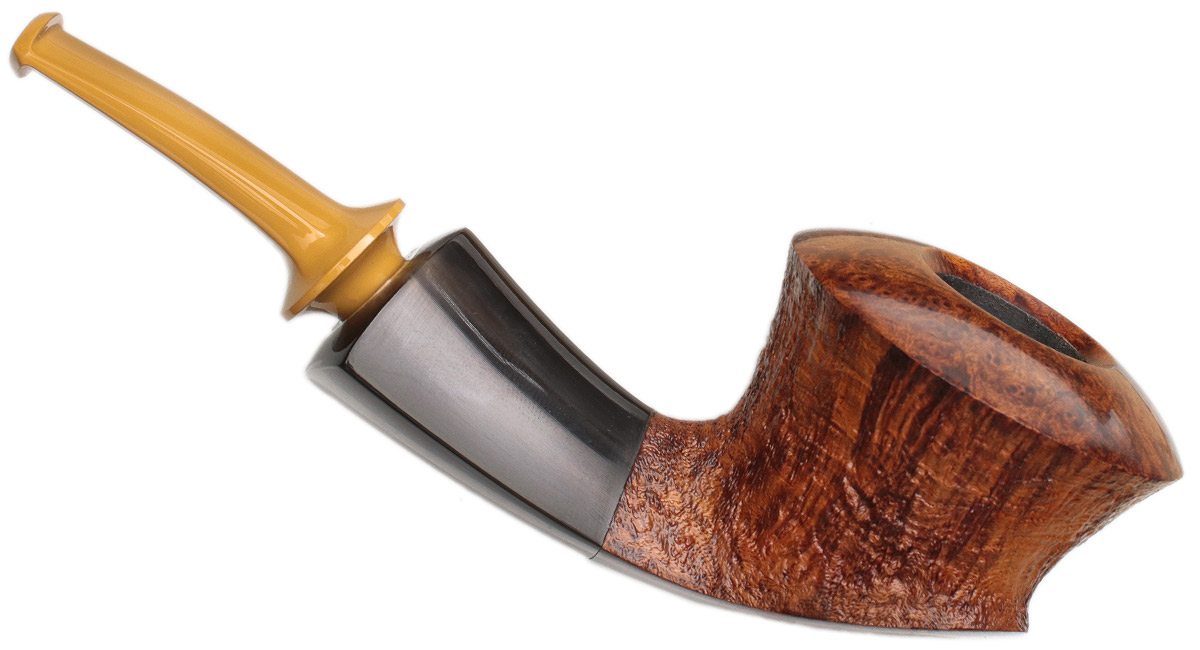 Jerry Zenn Partially Sandblasted Bent Dublin with Horn (19)