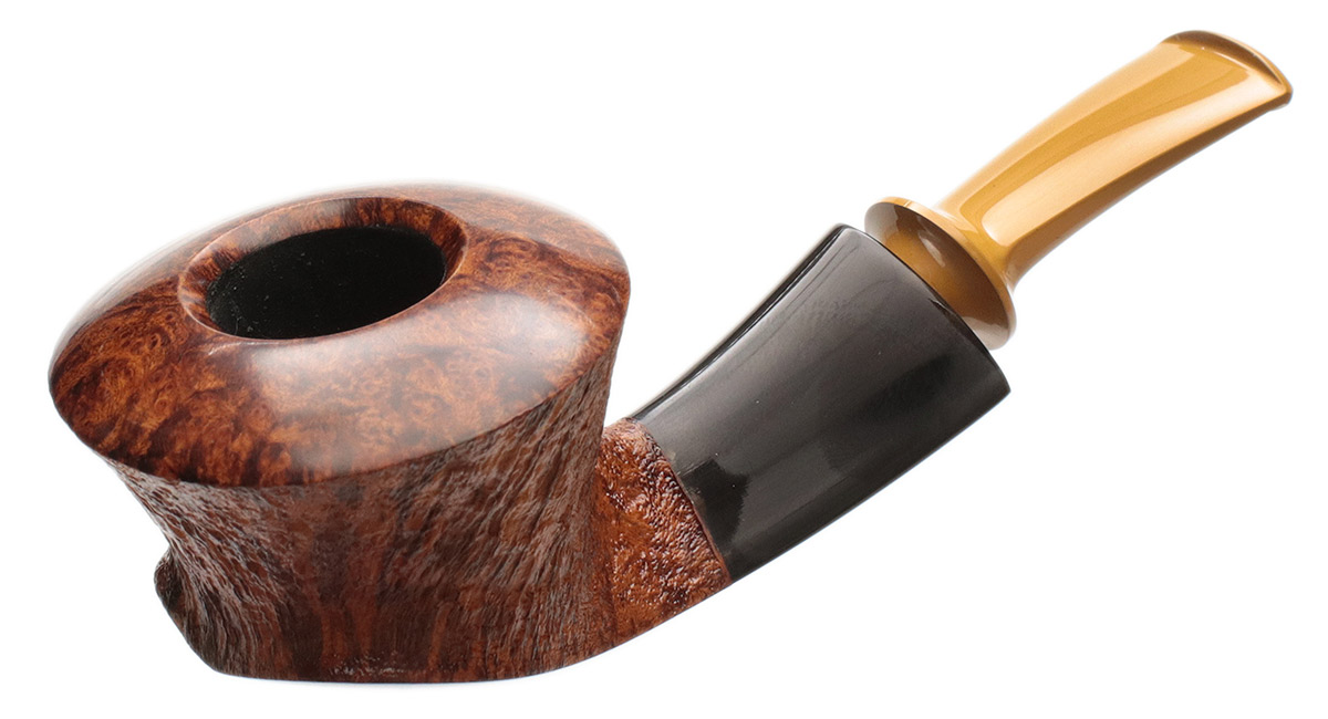 Jerry Zenn Partially Sandblasted Bent Dublin with Horn (19)