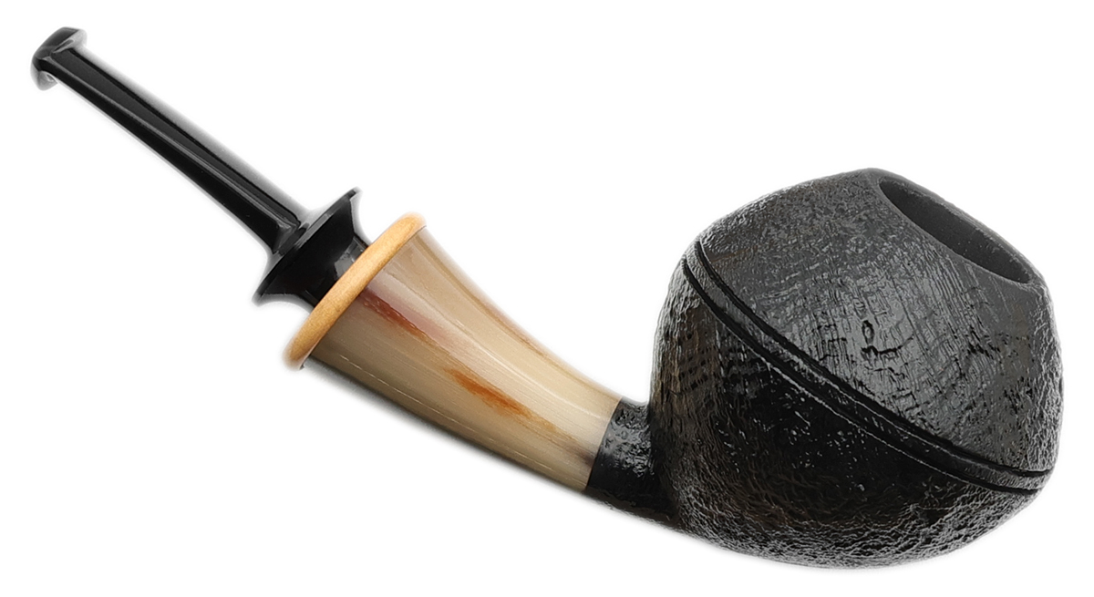 Jerry Zenn Sandblasted Bent Rhodesian with Horn and Boxwood