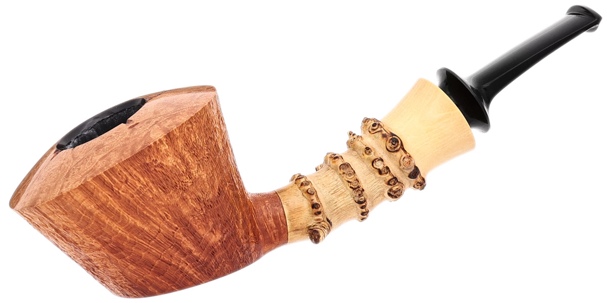 Jerry Zenn Partially Sandblasted Bent Dublin with Bamboo and Boxwood