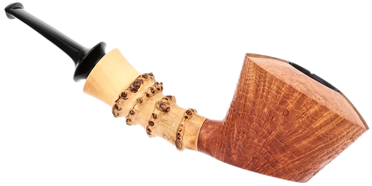 Jerry Zenn Partially Sandblasted Bent Dublin with Bamboo and Boxwood
