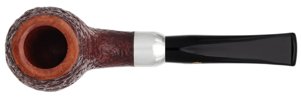 Savinelli Autograph Autograph Sandblasted Bent Billiard with Silver (6mm)