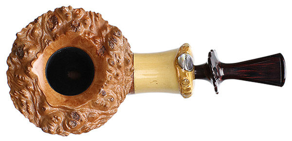 Wojtek Pastuch Sandblasted Natural Bent Dublin with Bamboo and Abalone (0832)