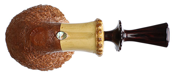 Wojtek Pastuch Sandblasted Natural Bent Dublin with Bamboo and Abalone (0832)