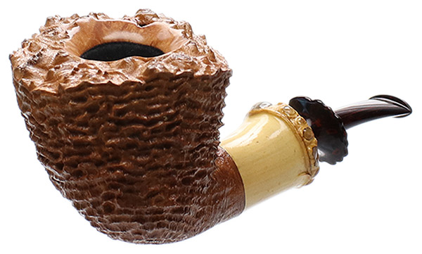 Wojtek Pastuch Sandblasted Natural Bent Dublin with Bamboo and Abalone (0832)