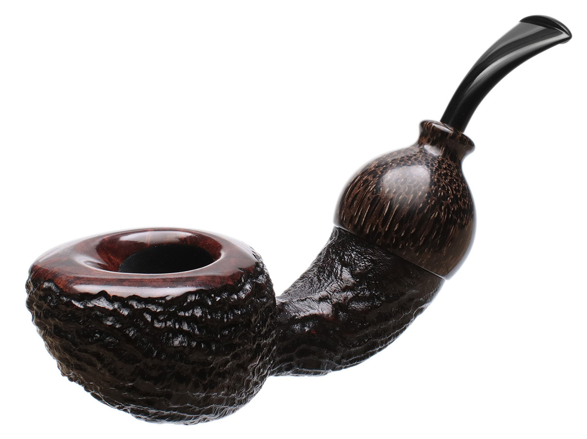 Wojtek Pastuch Partially Sandblasted Reverse Calabash Acorn with Palmwood (1055)