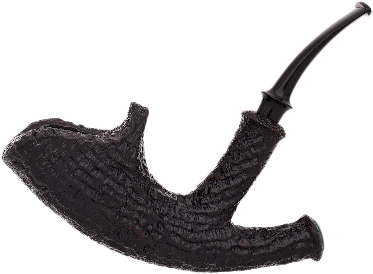 Wojtek Pastuch Sandblasted Horn with Malachite Cabochon (1523)