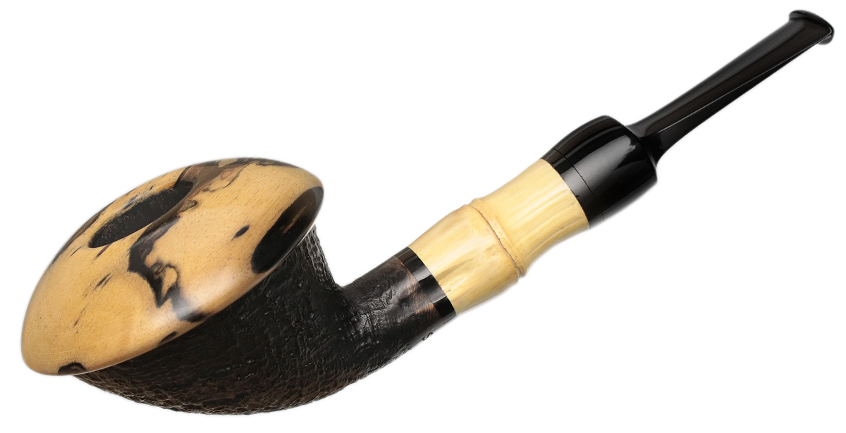 Sabina Santos Sandblasted Calabash with Buddha Belly Bamboo and Black and White Ebony