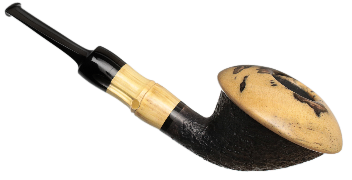 Sabina Santos Sandblasted Calabash with Buddha Belly Bamboo and Black and White Ebony