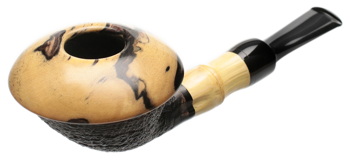 Sabina Santos Sandblasted Calabash with Buddha Belly Bamboo and Black and White Ebony