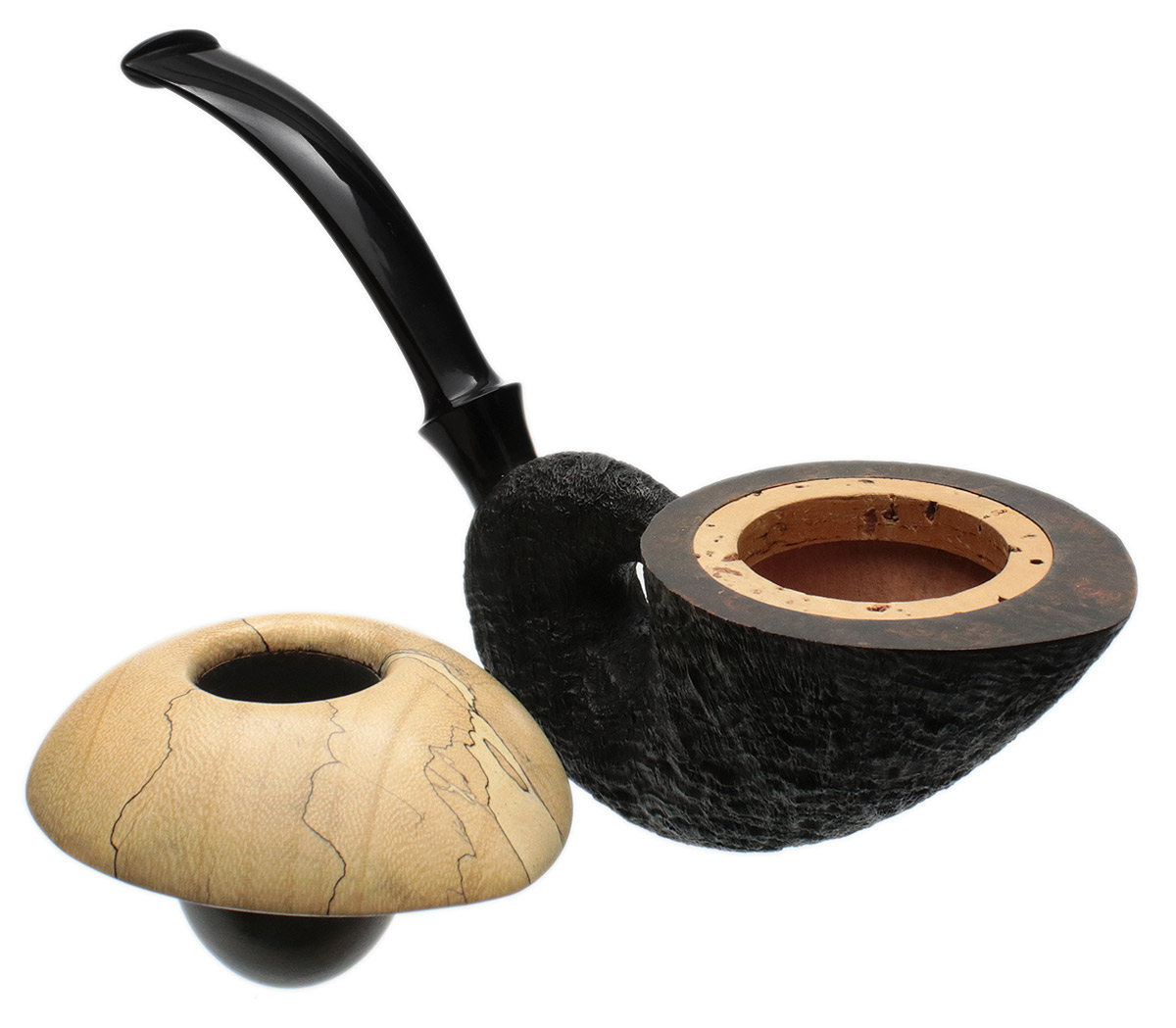 Sabina Santos Sandblasted Nautilus Calabash with Spalted Tamarind (G)