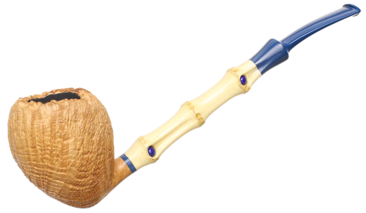Sabina Santos Sandblasted Natural Acorn with Bamboo and Lapis Lazuli