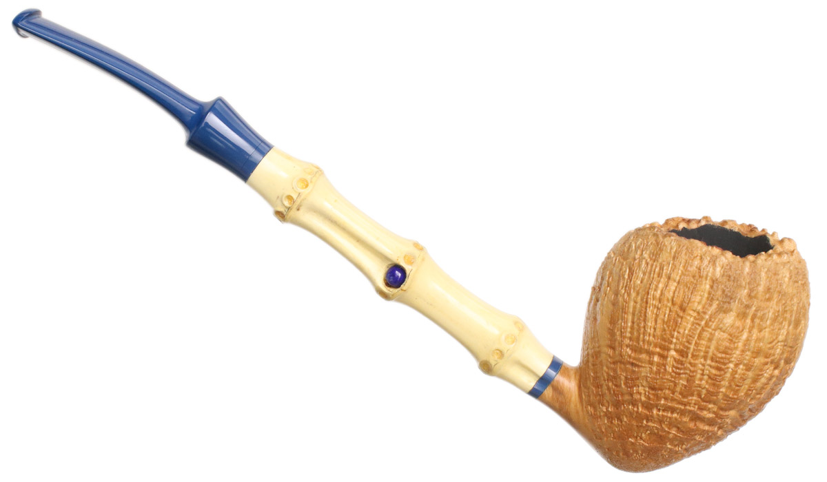 Sabina Santos Sandblasted Natural Acorn with Bamboo and Lapis Lazuli