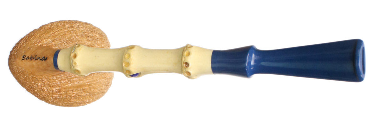 Sabina Santos Sandblasted Natural Acorn with Bamboo and Lapis Lazuli