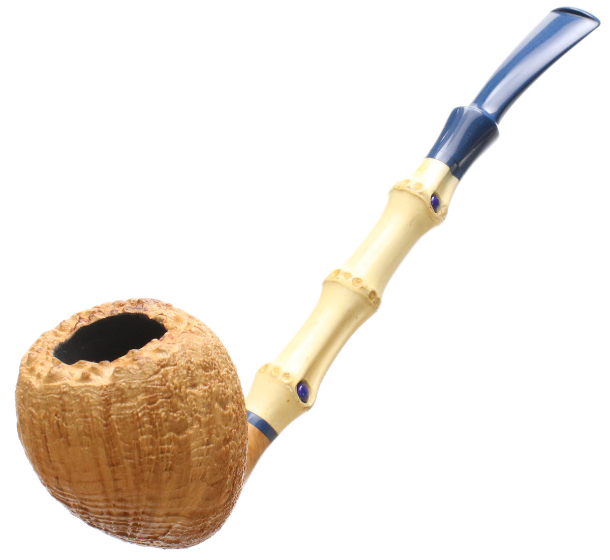 Sabina Santos Sandblasted Natural Acorn with Bamboo and Lapis Lazuli