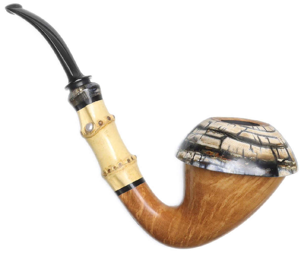 Sabina Santos Smooth Natural Calabash with Bamboo, Mammoth, and Pearls (G)
