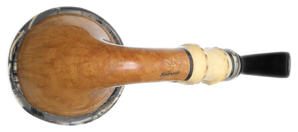 Sabina Santos Smooth Natural Calabash with Bamboo, Mammoth, and Pearls (G)