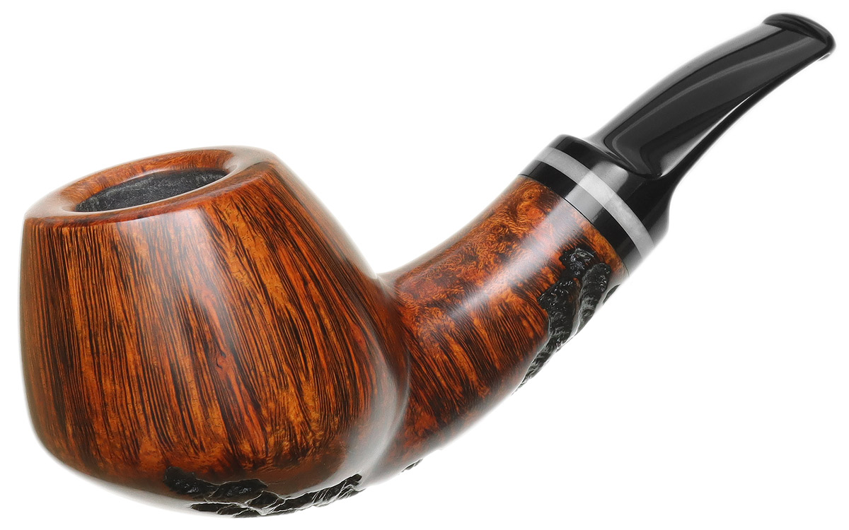 Mike Sebastian Bay Partially Rusticated Bent Brandy with Camel Bone