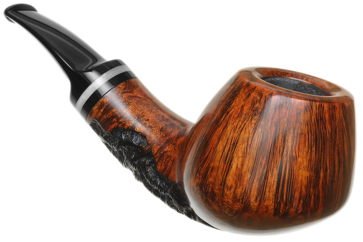 Mike Sebastian Bay Partially Rusticated Bent Brandy with Camel Bone