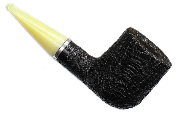 Larry Roush Sandblasted Billiard with Silver and Bakelite (S4) (2460)