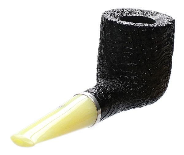 Larry Roush Sandblasted Billiard with Silver and Bakelite (S4) (2460)