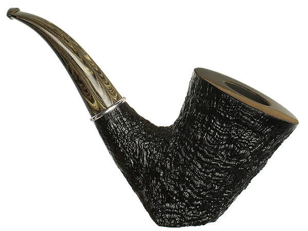 Larry Roush Partially Sandblasted Bent Dublin Sitter with Silver (S5) (2476)