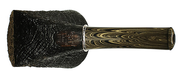 Larry Roush Partially Sandblasted Bent Dublin Sitter with Silver (S5) (2476)