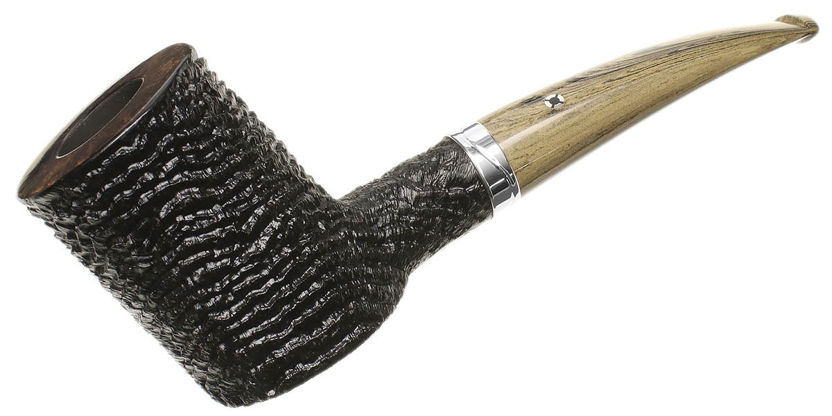 Larry Roush Sandblasted Bent Billiard with Wave Finish Silver (S5) (2672)