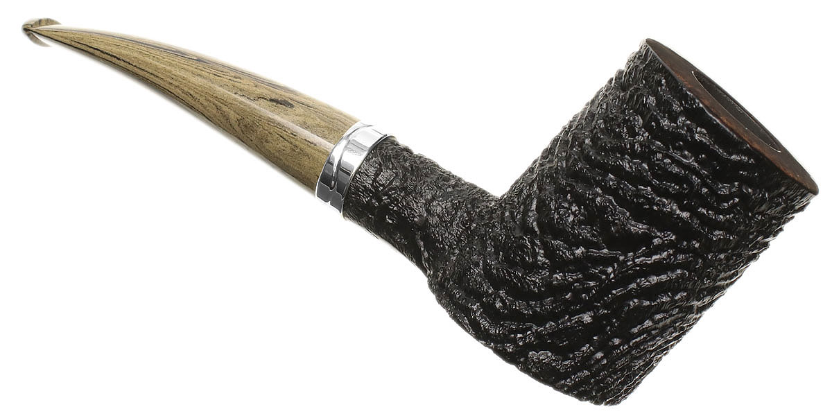 Larry Roush Sandblasted Bent Billiard with Wave Finish Silver (S5) (2672)