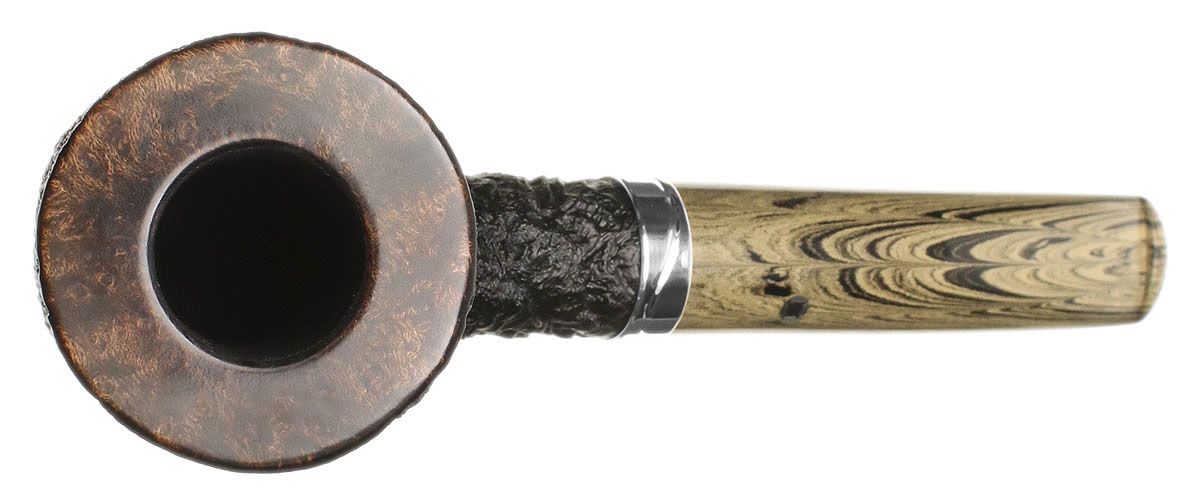 Larry Roush Sandblasted Bent Billiard with Wave Finish Silver (S5) (2672)