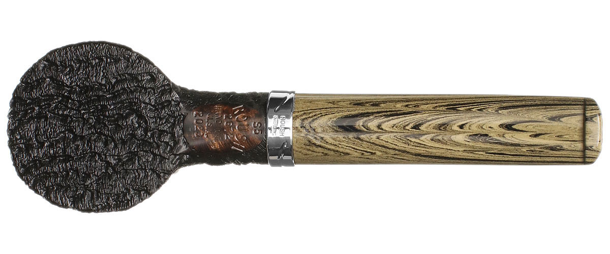 Larry Roush Sandblasted Bent Billiard with Wave Finish Silver (S5) (2672)