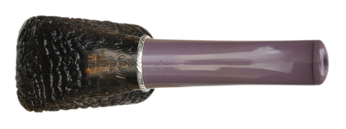 Larry Roush Sandblasted Bent Billiard with Rope Finish Silver (S5) (2681)