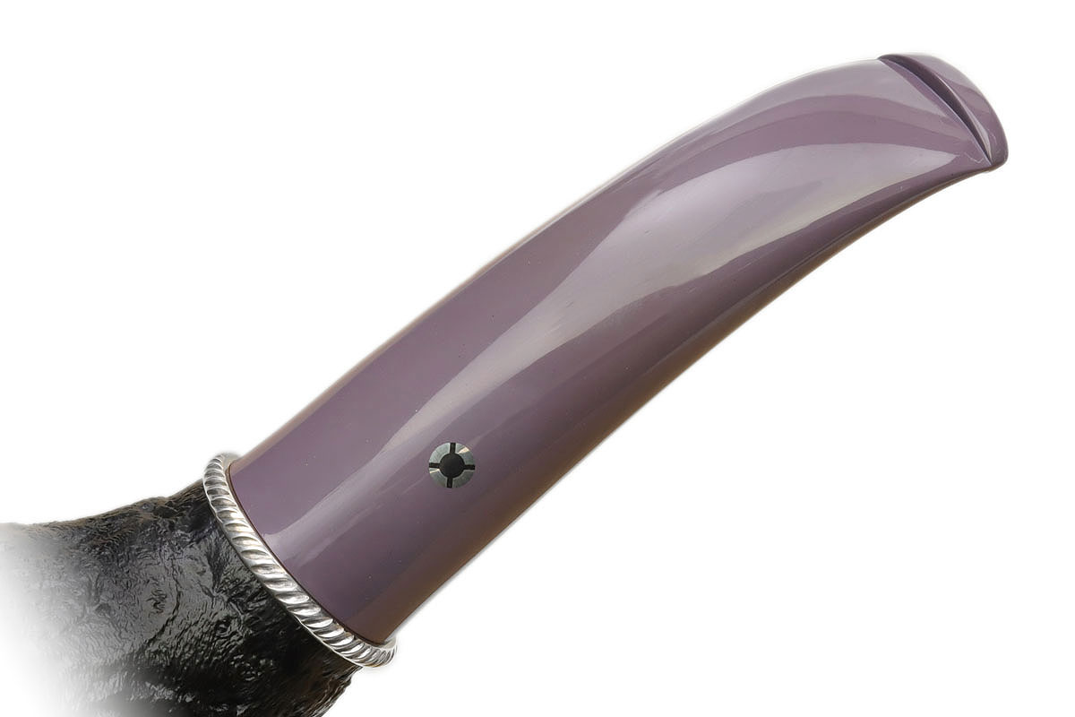 Larry Roush Sandblasted Bent Billiard with Rope Finish Silver (S5) (2681)