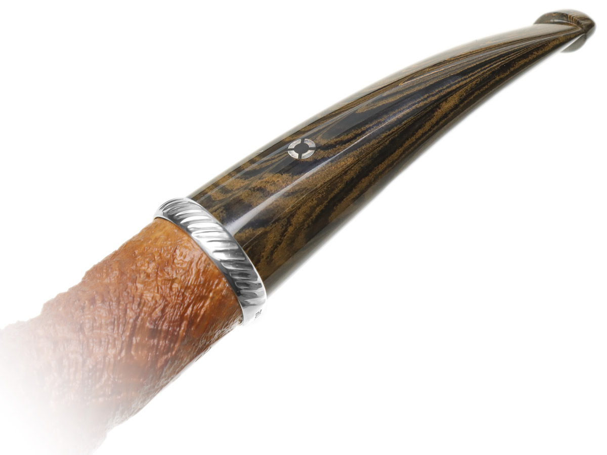 Larry Roush Partially Sandblasted Natural Acorn with Rope Finish Silver (S5) (2714)