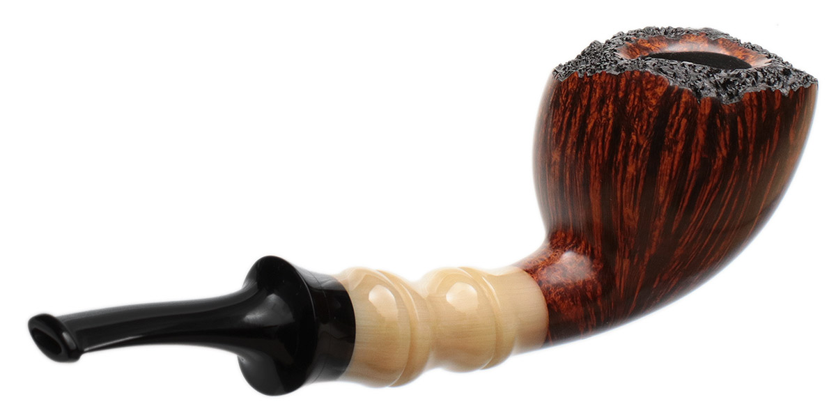 Cornelius M&auml;nz Smooth Bent Apple with Bamboo Carved Horn