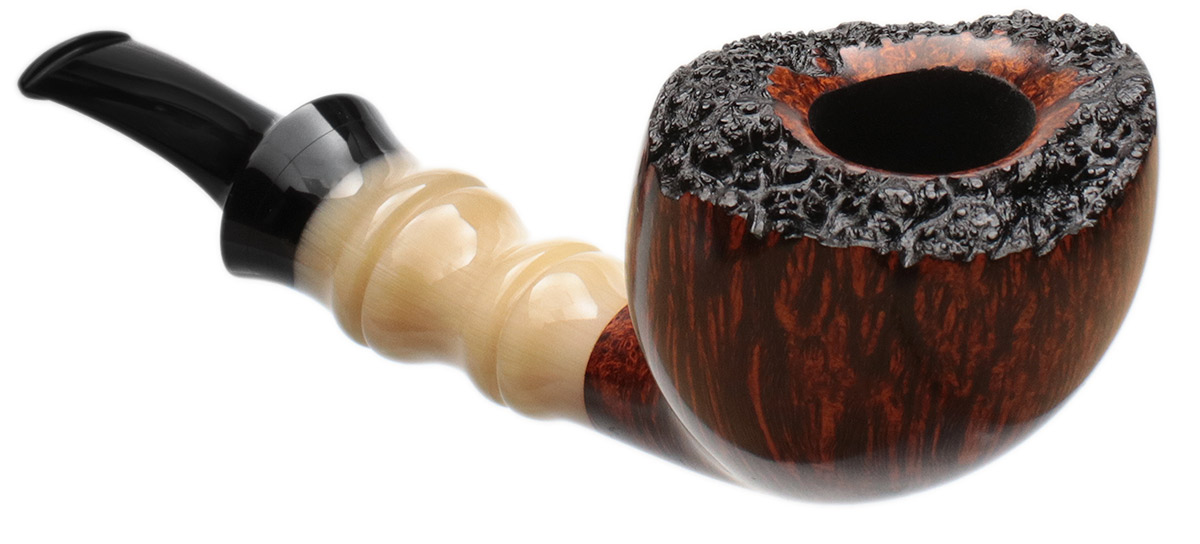 Cornelius M&auml;nz Smooth Bent Apple with Bamboo Carved Horn