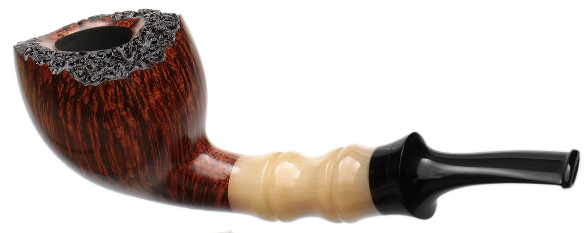 Cornelius M&auml;nz Smooth Bent Apple with Bamboo Carved Horn