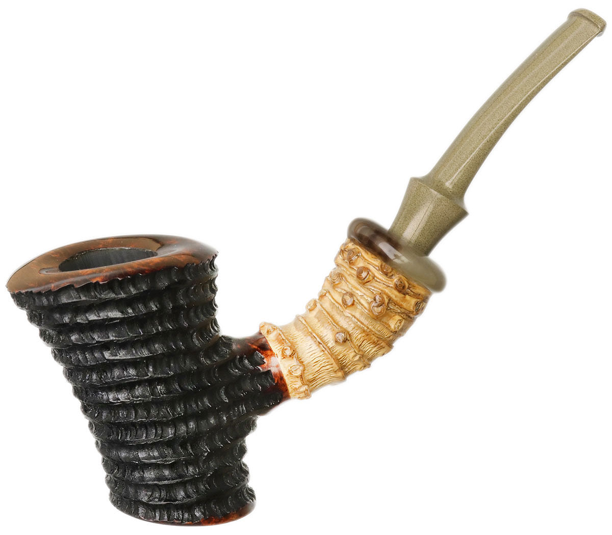 Yuwei Partially Rusticated Cherrywood with Bamboo and Horn
