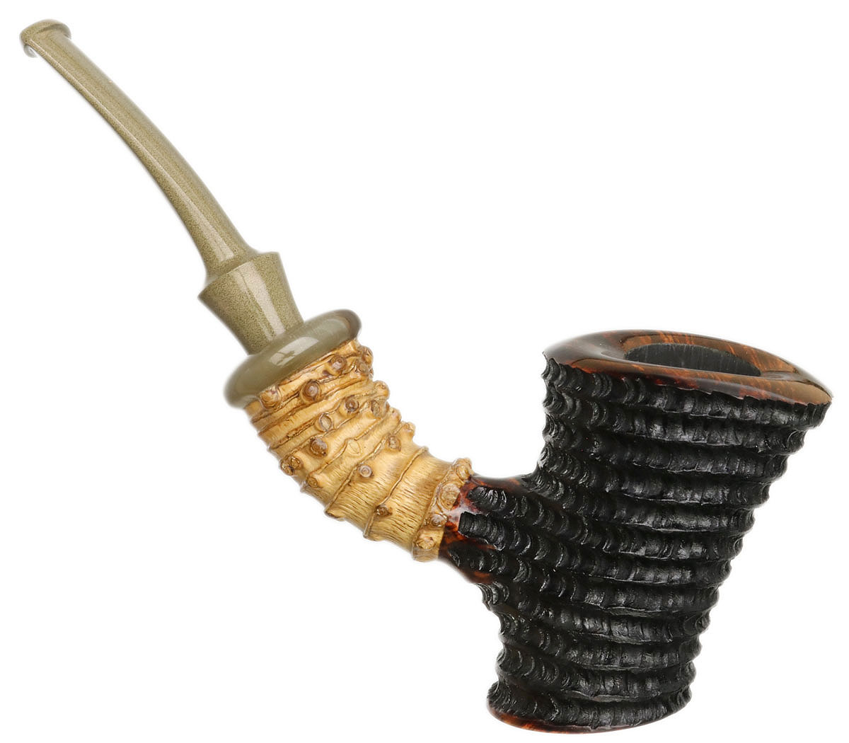 Yuwei Partially Rusticated Cherrywood with Bamboo and Horn