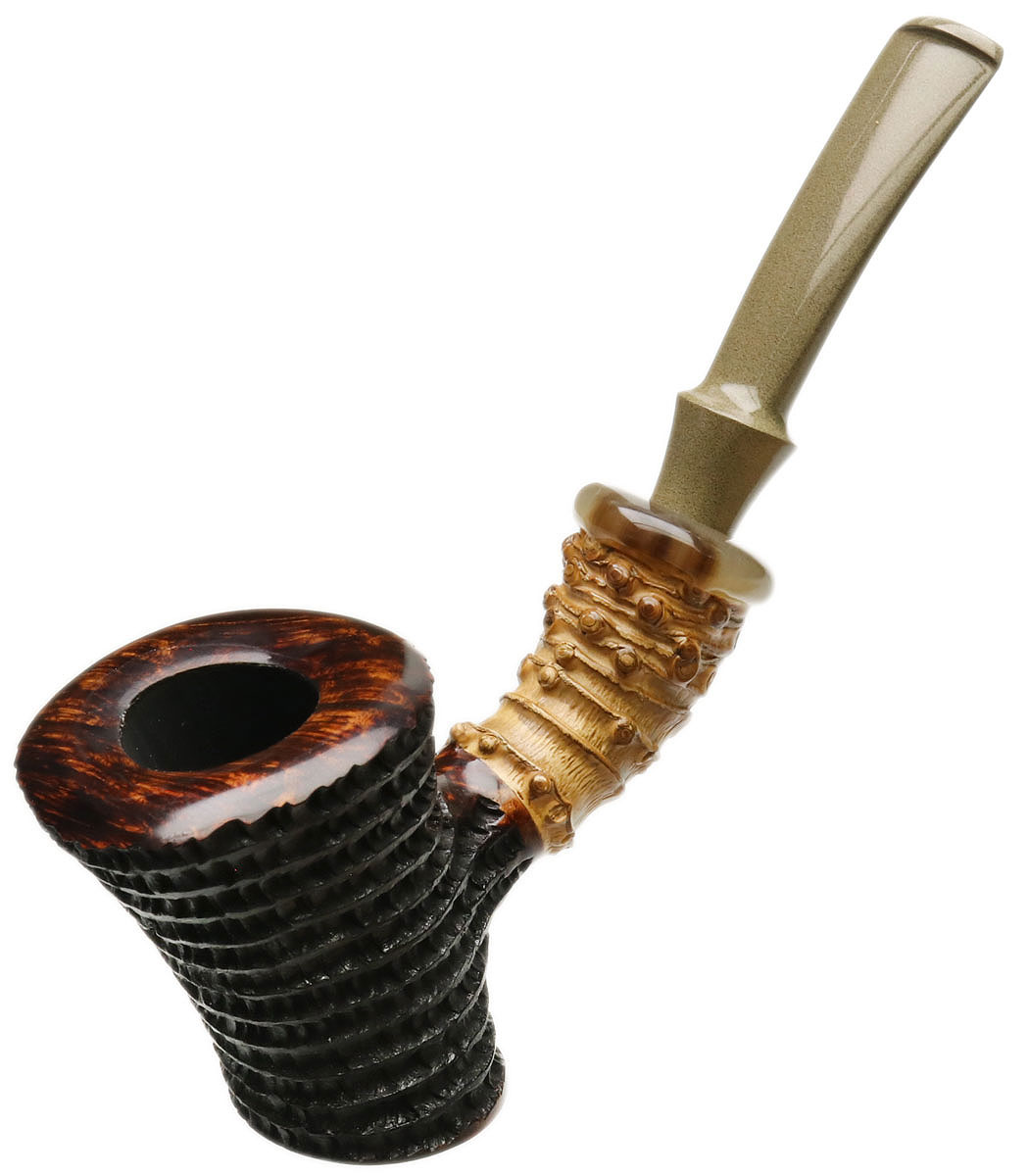 Yuwei Partially Rusticated Cherrywood with Bamboo and Horn