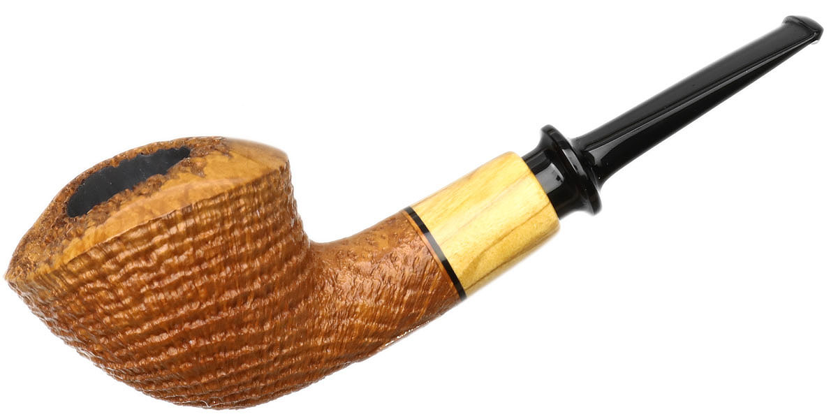 Yang Kun Sandblasted Bent Dublin with Olivewood (Four Footprints) (2233)