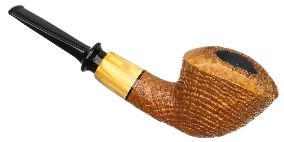 Yang Kun Sandblasted Bent Dublin with Olivewood (Four Footprints) (2233)