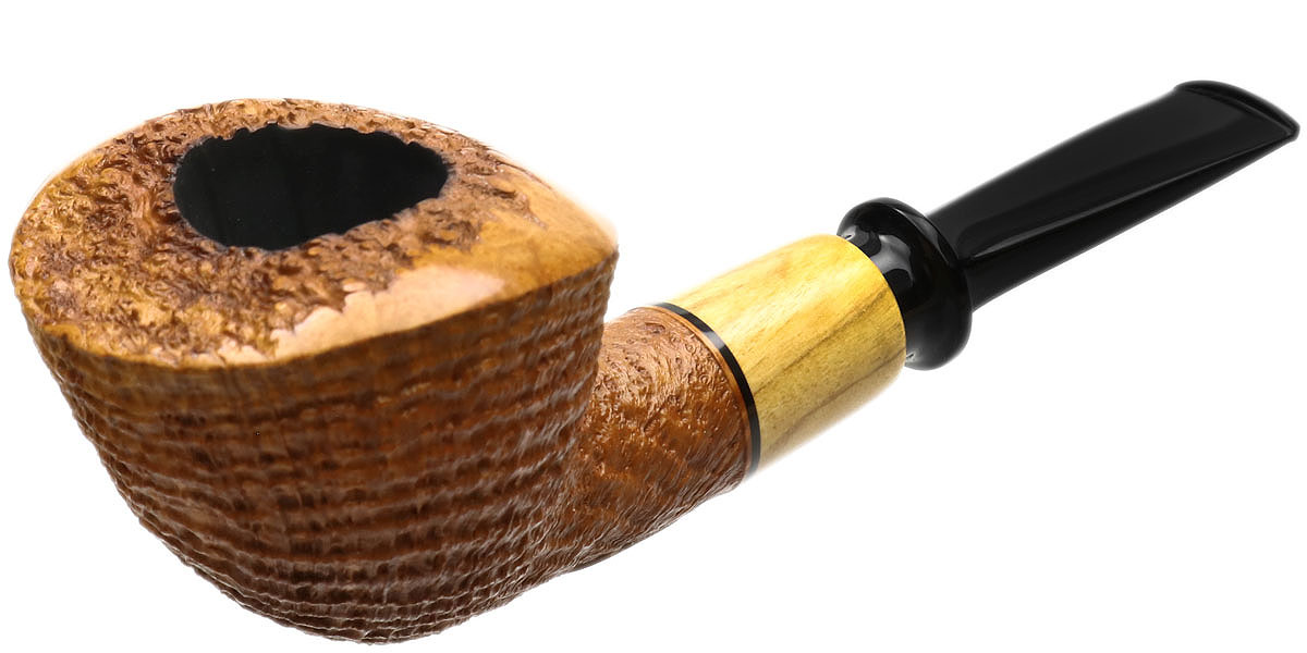 Yang Kun Sandblasted Bent Dublin with Olivewood (Four Footprints) (2233)