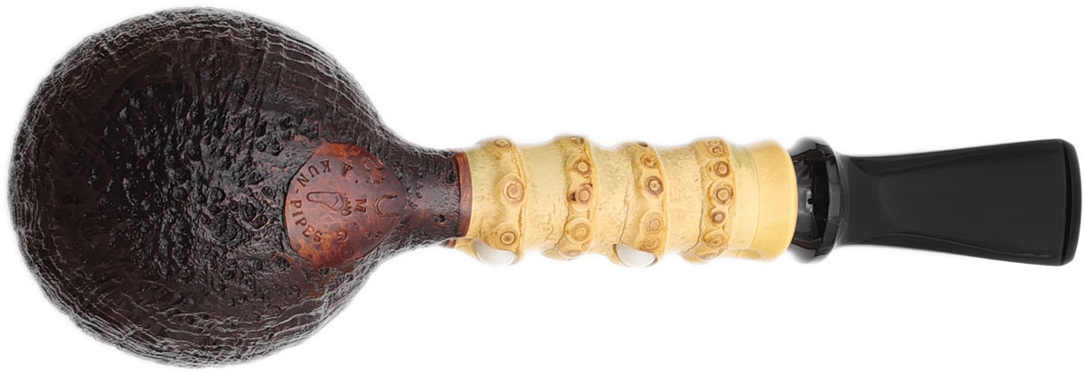 Yang Kun Two Pipe Set Smooth Acorn with Boxwood and Sandblasted Dublin with Bamboo (U24.4)