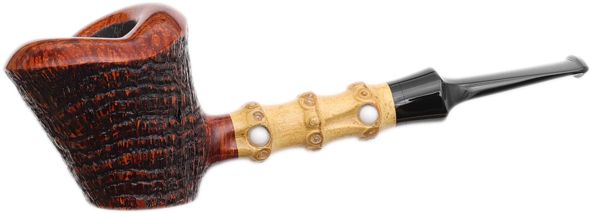 Yang Kun Two Pipe Set Smooth Rhodesian and Partially Sandblasted Dublin Sitter with Bamboo (U24.5) (2024)