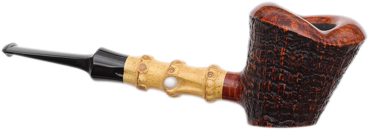 Yang Kun Two Pipe Set Smooth Rhodesian and Partially Sandblasted Dublin Sitter with Bamboo (U24.5) (2024)