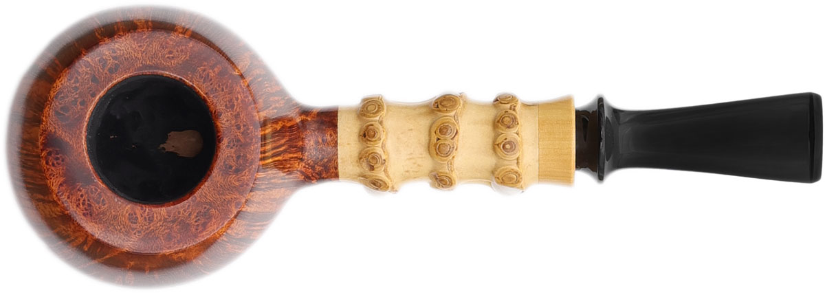 Yang Kun Two Pipe Set Smooth Bent Brandy with Bamboo and Partially Sandblasted Bent Dublin with Bamboo (U24.1)